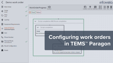 TEMS Paragon showing work order progress