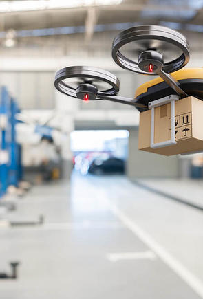 Drone carrying package