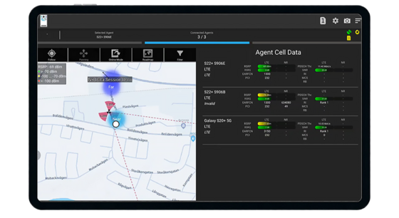 TEMS Pocket Sweet Spot Detection feature shown on tablet